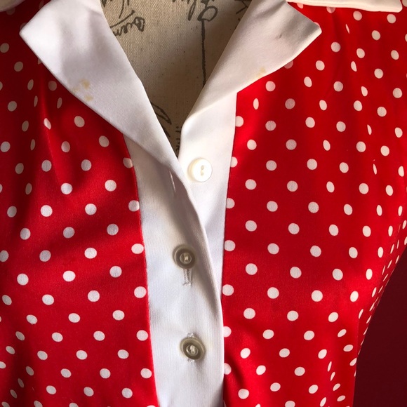 Vintage Red Polka Dot Blouse/skirt - Picture 3 of 4